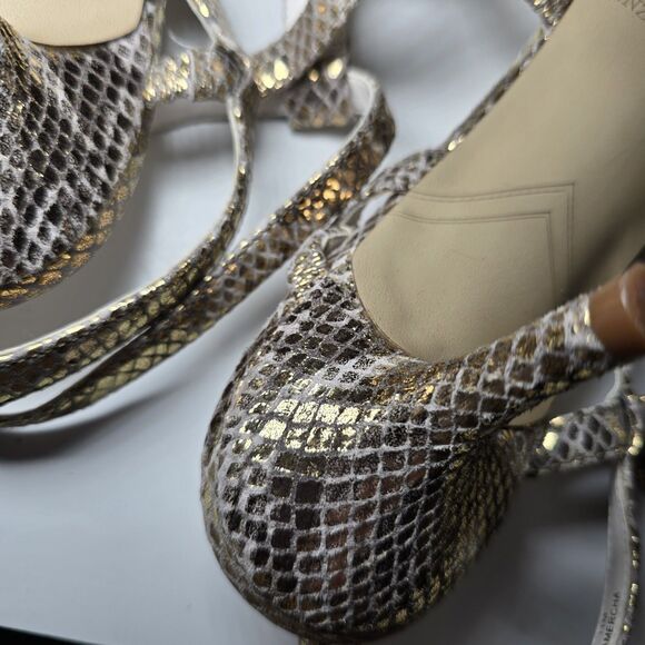 Enzo Angiolini Strappy Heeled Sandals Women’s 11 M Gold Brown Snake Embossed - Picture 16 of 16